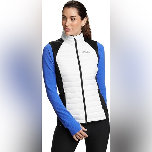 Eddie Bauer Tops - Eddie Bauer Emberlite Hybrid Vest White Black Stretch 100g Thermafill Women’s S